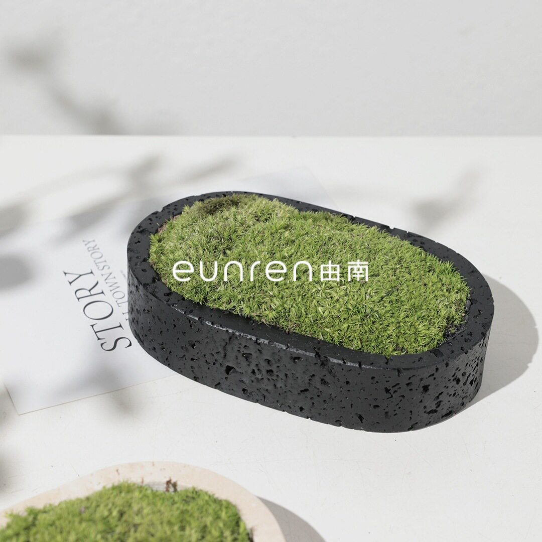 由南现代简约大理石椭圆防真花盆家居客厅茶几装饰品绿植盆景摆件