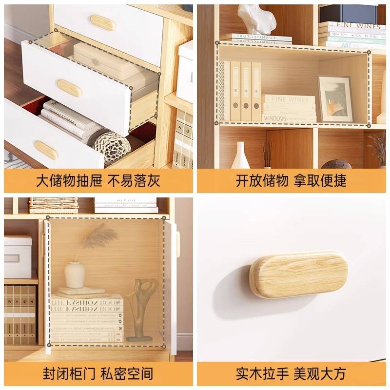 书柜家用现代简约带柜门书架置物架落地防尘柜子客厅储物柜文件柜