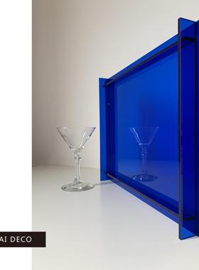 家居摆件亚色蓝极简现代结构克PSQ力托盘收纳件摆家居饰品