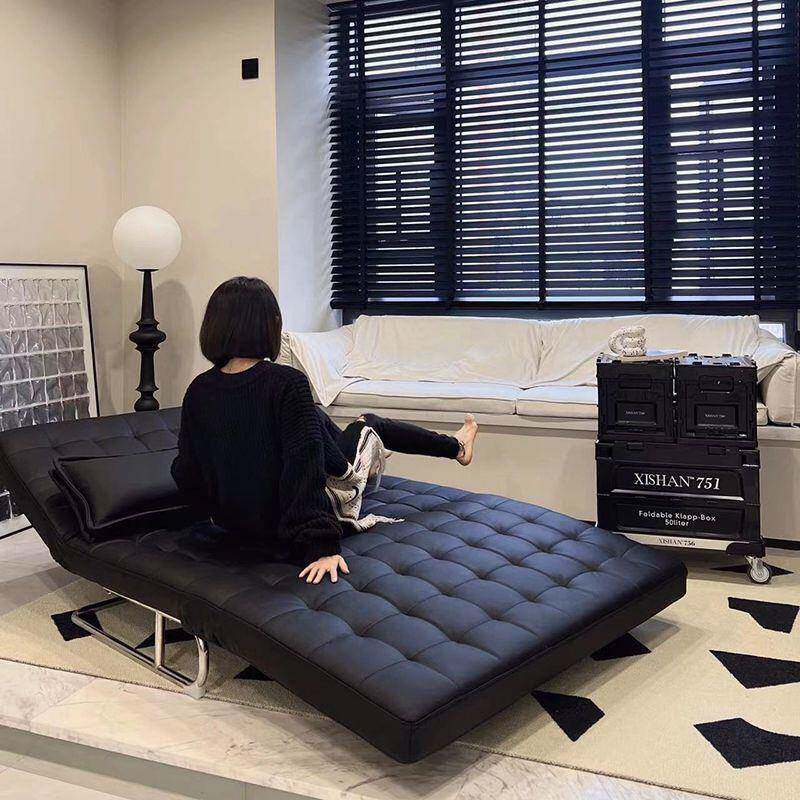 库沃单双人折叠休闲坐发卧两用皮懒人沙无品牌/床黑色椅沙发质椅