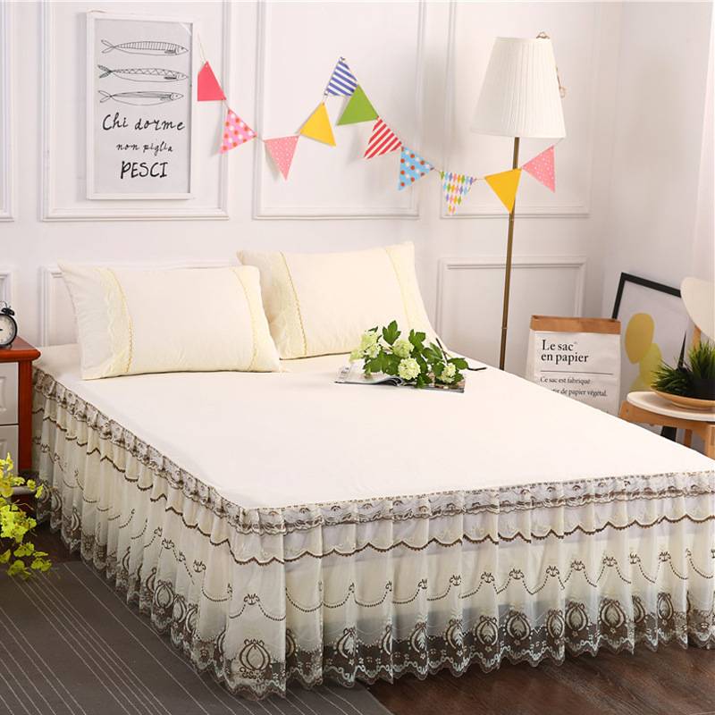 夏季床罩床裙式单件蕾丝花边1.5米1.8x2.0m床套公主风防滑三凌之