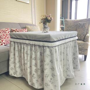 新款桌纯色丝茶几保柜罩简约F98M76HM风长方形烤火炉蕾罩套餐险布