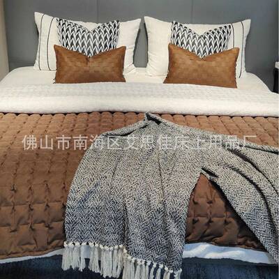 新款轻奢现代高档床品样板间软装公司家具店摆场床品可定多件套