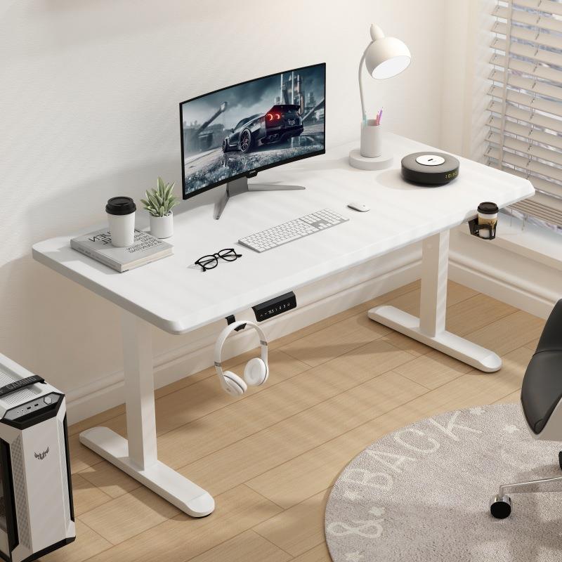 全实木升面板电动降桌电电动书桌家用办937公腿桌竞可升降电脑桌