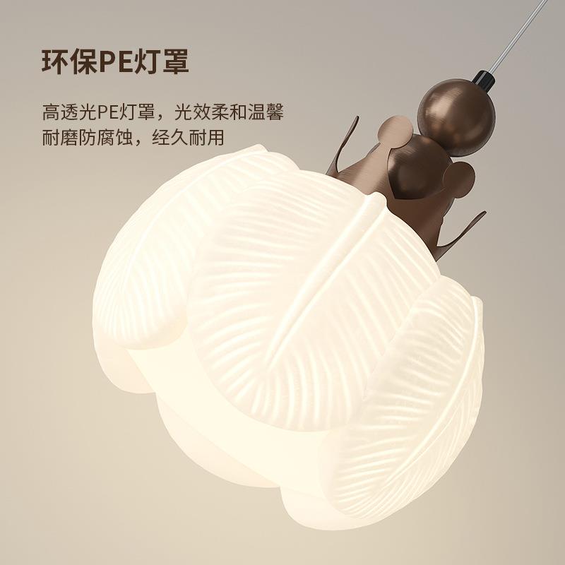 中古奶油风过床道走廊吸顶灯桃木色创意个性花朵吊阳胡台灯877头
