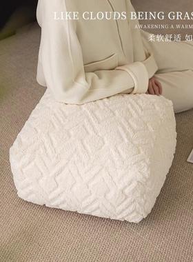 新中式纯色色蒲团坐垫阳冬台飘窗打跪拜坐坐蹲天202430绒毛白墩子