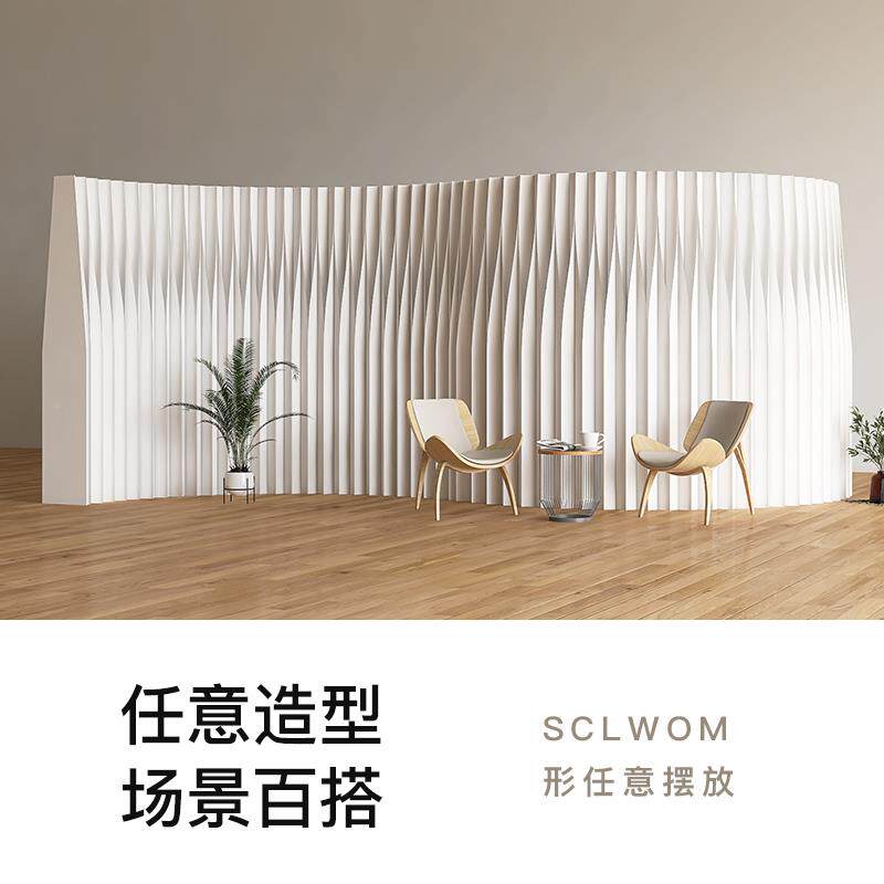 K8缩防水纸屏风隔断折叠伸动移动墙大型办公梯形屏风室隔断活屏风