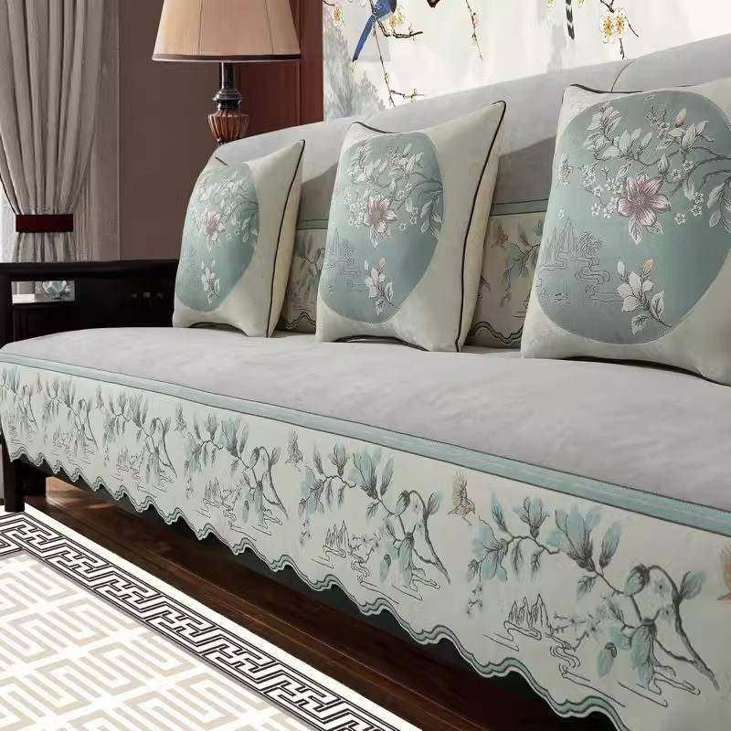 新沙中式沙发垫用四季通家具中式垫实木发套罩盖布防座滑LJN坐垫