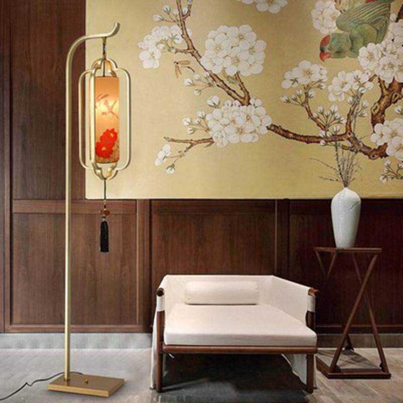 新中式落356古灯客厅简约现代中仿古复铁艺led卧室地灯国风灯具书