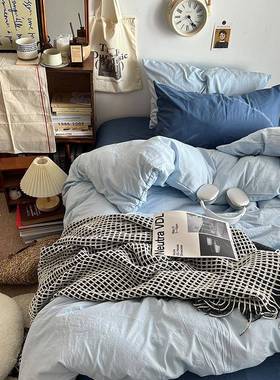 简约色拼四件套水纯级洗棉a类母婴双人双学生宿舍YU24052床单被套