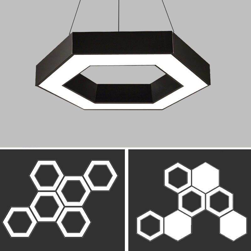led空心六边形吊灯健身房工业风镂空异形灯个性蜂巢灯商用吊线
