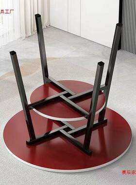 洽谈桌vsg46464双层餐桌椅桌组合红轻奢网商务谈判圆桌阳台茶前家