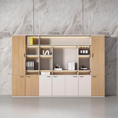 老板文案DKM件柜资料柜柜子储物办公室木质锁书房办公背景柜带档