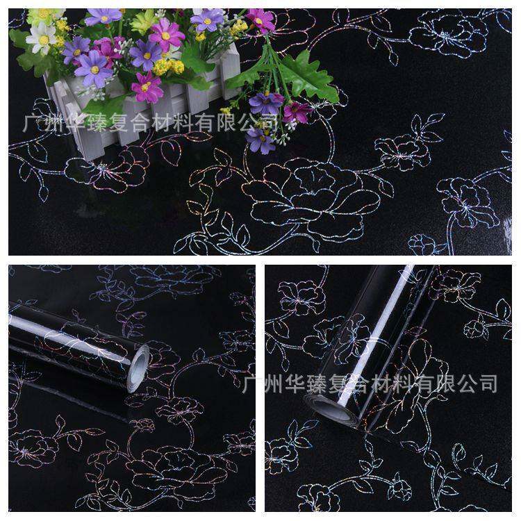 自粘墙贴闪点镭射牡丹烤漆珠光亮面橱柜旧家具防油翻新贴纸