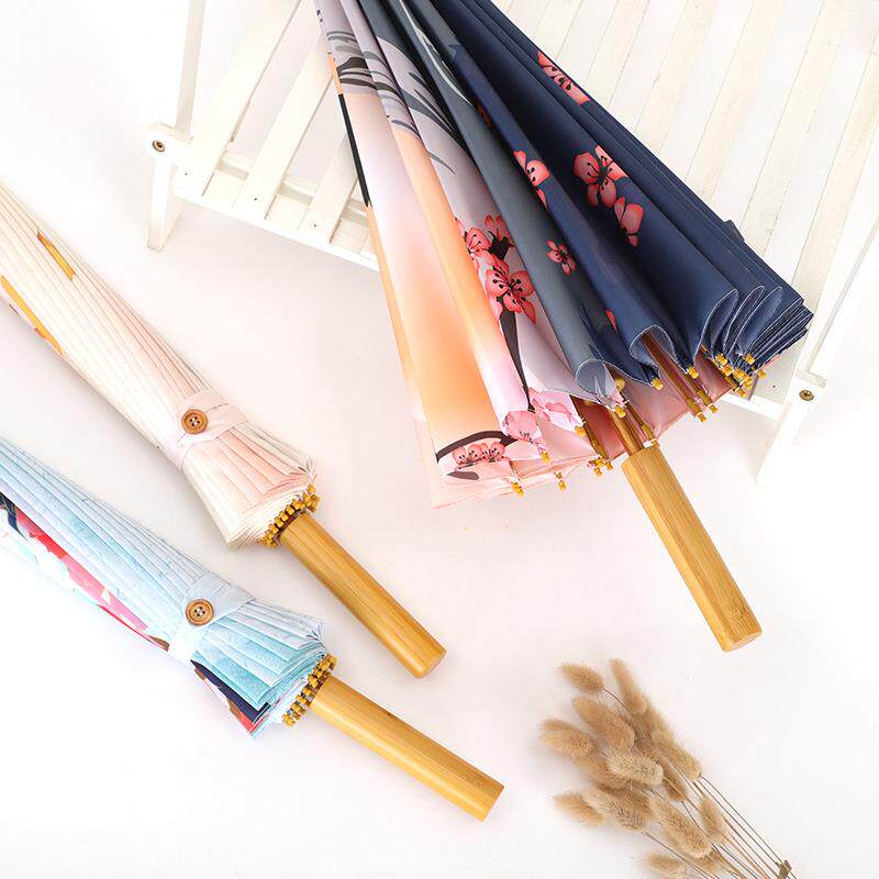 复古仿油纸遮阳24k古风伞女超轻雨防锈竹子太阳4伞长2骨柄晴雨两