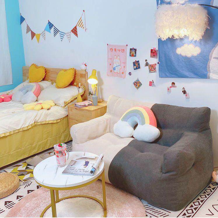 懒2人沙发可躺可睡卧室阳房间双人地上小豆袋窝窝椅客台厅0GUF5新