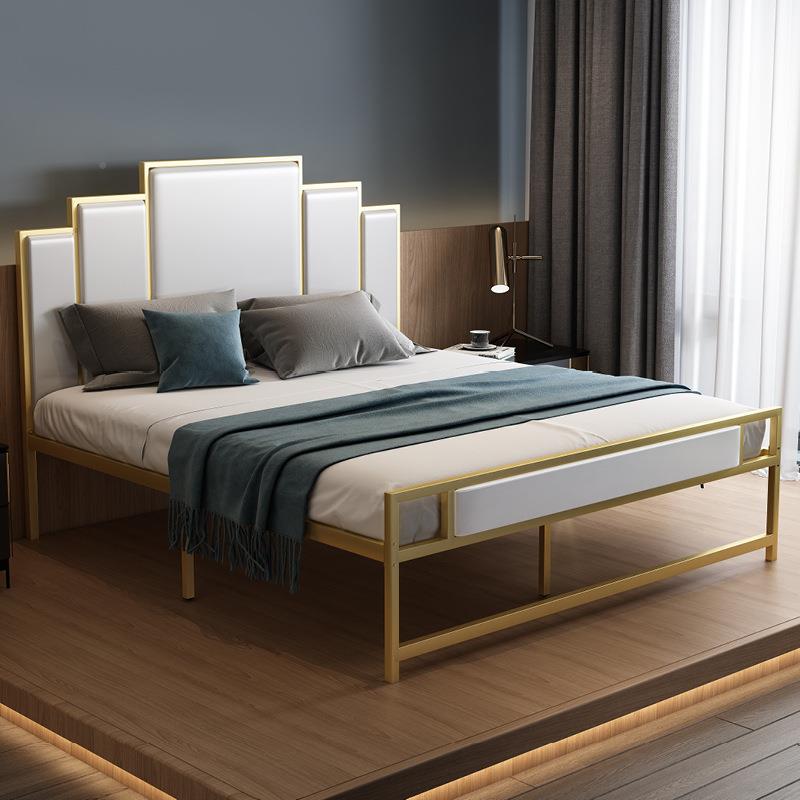 欧式软包.铁用艺床新中式公床加厚铁床床铺1-5米床家床寓垫子