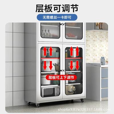 广东厚不锈钢餐边碗柜餐厅储物柜加落地收纳TLV物柜橱置柜碗柜柜
