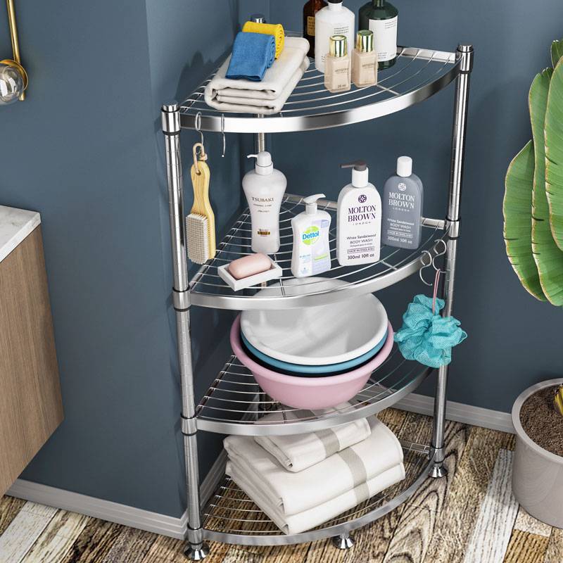 达派屋304不锈钢浴室脸盆架落地式三角卫生间置物架转角收纳架子