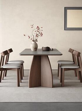 5实木N岩板餐桌现CZ-0307代简约胡灰色饭桌家用意式桃极简色长方