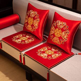 结婚敬茶跪垫坐福垫一对改口拜堂用的红色喜垫子新郎新娘磕头囍垫