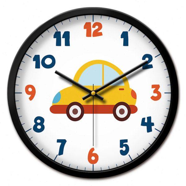 挂钟孩子卧室静音男孩房间时钟挂墙表幼儿园卡通小汽车儿童房钟表,家居饰品,挂钟,淘宝优惠券,粉丝福利购,淘宝优惠卷