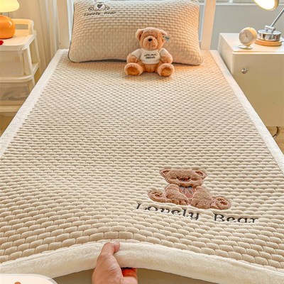 加绒加厚牛奶绒床垫冬天垫被褥铺底学生宿舍单人褥子W毛绒床单床