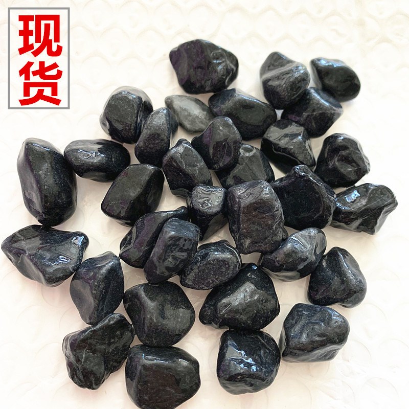 石子厂家供应黑色砾石磨圆鹅卵石机制碎石子抛光雨V花石铺路黑石