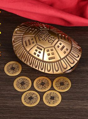 六摇卦铜乌龟壳创意铜钱用具龟甲六十四卦工具中式工艺品家居摆件