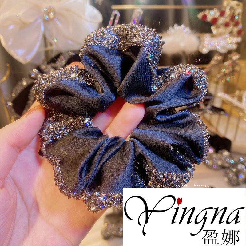 高级感水c钻大肠发圈2025年新款轻奢大气皮筋女扎发绳高弹马尾头