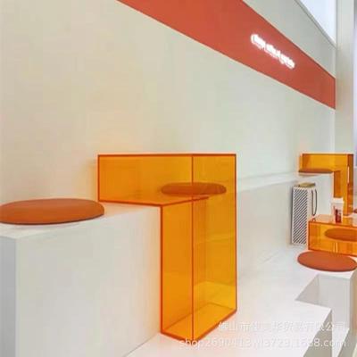 ins展示架服装店橱窗陈列亚克力盒子柜子装饰中岛台L型展示台柜