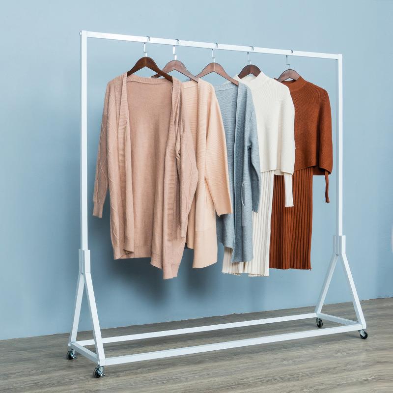 简易服装展示架陈列挂衣架卧室女装店铁艺落地衣架金色可移动货架