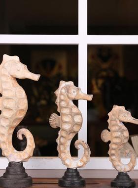 海马摆件海洋动物桌面摆件客厅餐厅书房办公室软装饰品树脂工艺品