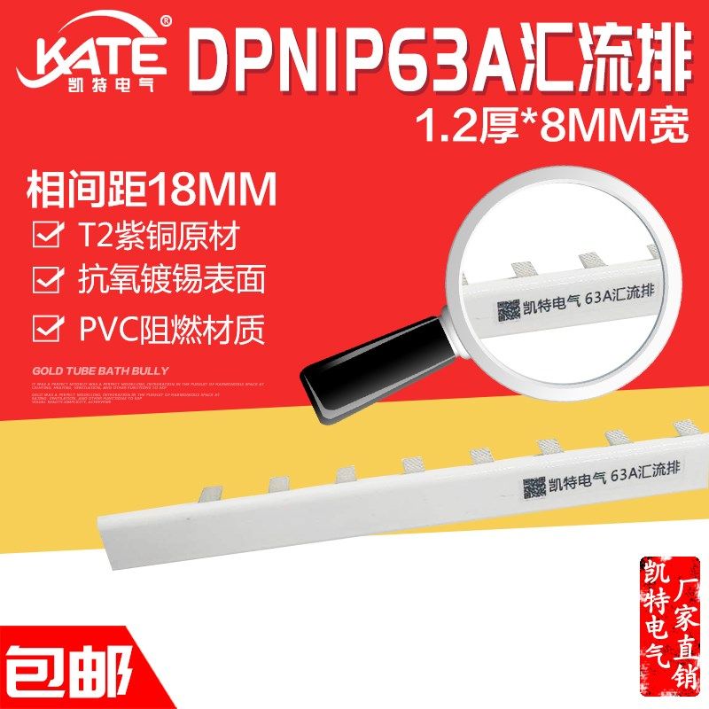 DPN1P 63A汇流排 紫铜1.2*8 DZ47空开连接排C45断路器接线排KT011