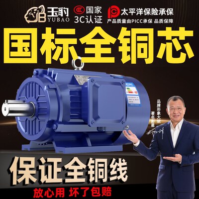 全铜三相异步电动机0.75/1.1/1.5/2.2/3/4/5.5/7.5KW电机380V三相