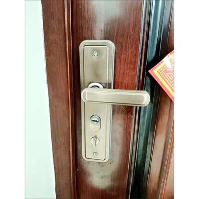 防盗门老式入户门锁老款门把手大门锁面板不锈钢更换拉手进户门.