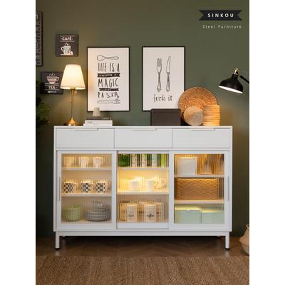 SINKOU全屋钢制玻璃移门餐边柜40cm推拉门书柜现代简约厨房碗橱柜