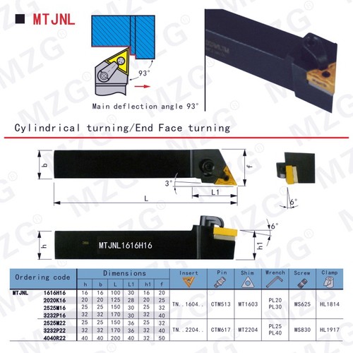 MZG数控精车刀刀杆MTJNR MTJNL 1616H16 2020K16 2525M16正刀反刀