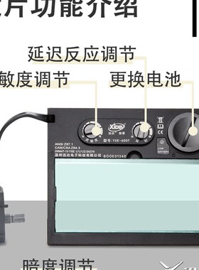 自动变光电焊面罩太阳能氩弧焊烧焊YXE-600T(ADF-600T)变光镜片