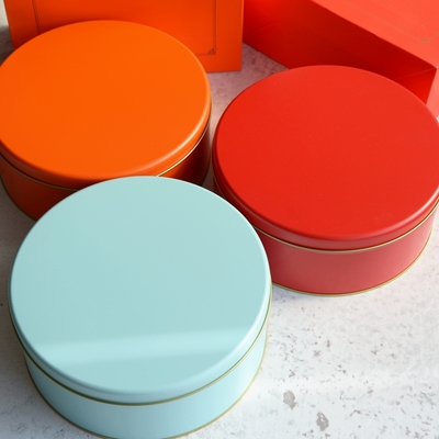 8寸大号纯色马口铁盒珍妮曲奇z饼干包装盒雪花酥糖果圆形礼品盒子