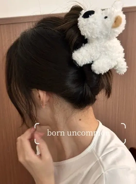 【下单立减50】白色小狗发夹可爱毛绒西高地狗狗侧边夹顶夹发卡CG