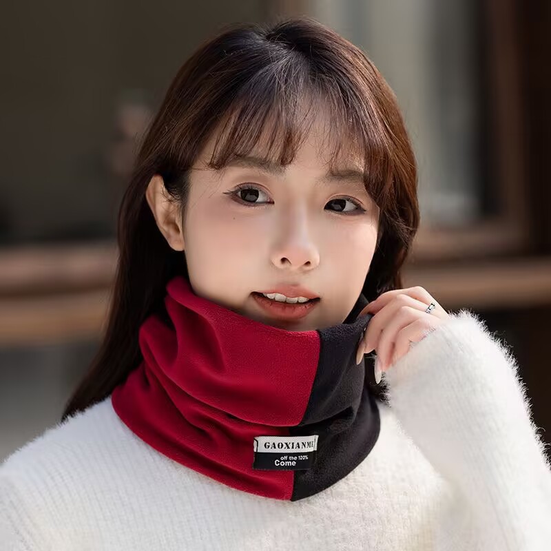 【下单立减50】时尚加绒双拼围巾男女加厚骑行防寒秋保暖套百搭YH