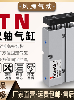 小型气动aTDA双轴双杆气缸TN10/16/20/25/32-10/50/100/150带磁