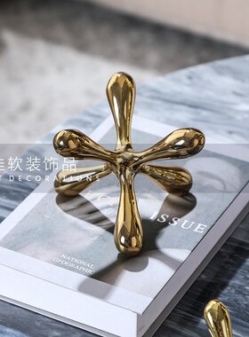 简约现代轻奢几何纸镇树脂软装A饰品家居书房样板房间售楼处摆件