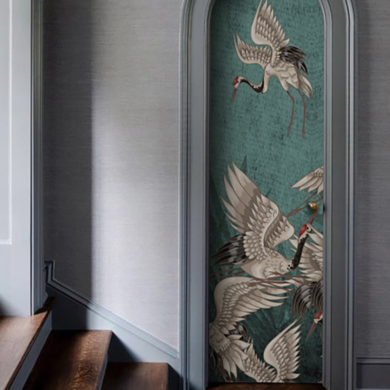 《CRANE》法式m中国风墙贴客厅卧室背景墙壁纸仙鹤门翻新贴纸自粘