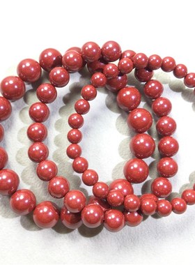 高抛原矿朱砂红砂圆珠手链 精品5000目N以上高抛 原矿红朱砂