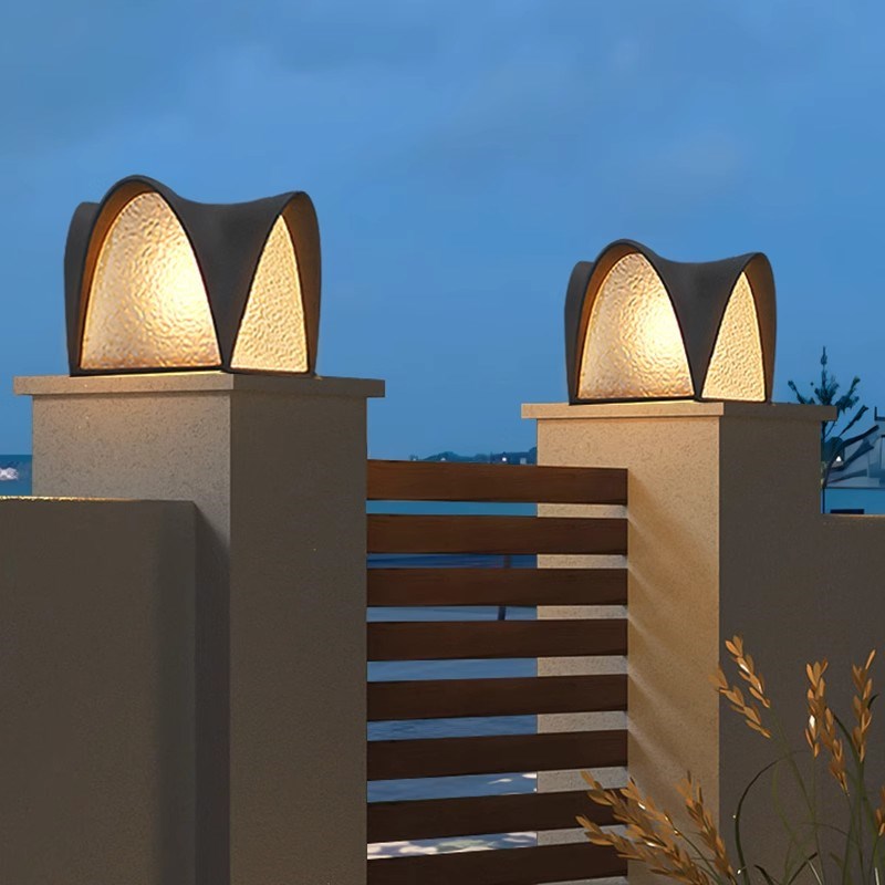 户外柱头灯太阳能灯别墅门柱灯庭院灯室外防水X立柱围墙灯院