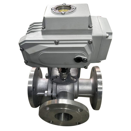 Q944F-16P/C 电动不锈钢铸钢法兰三通球阀DN20 25 32 40 50 65 80