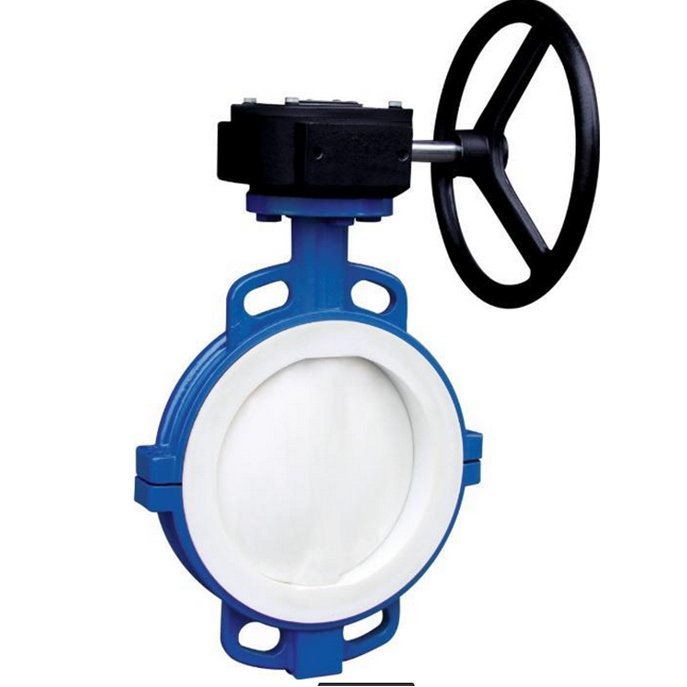 衬氟铸钢涡轮/手柄对夹式蝶阀D371F46-16C 全衬防腐防酸蝶阀