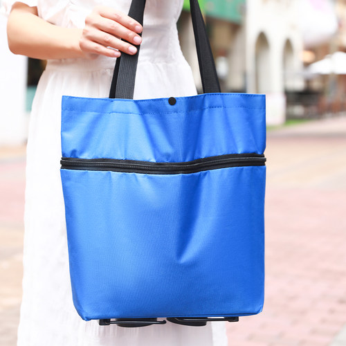 可折叠大号可携式买菜手拉车伸缩两用拖轮包带轮子防水超市购物袋